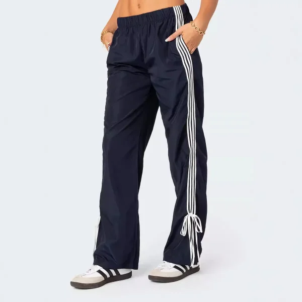 Women Fashion Casual Loose Stripe Sports Pants