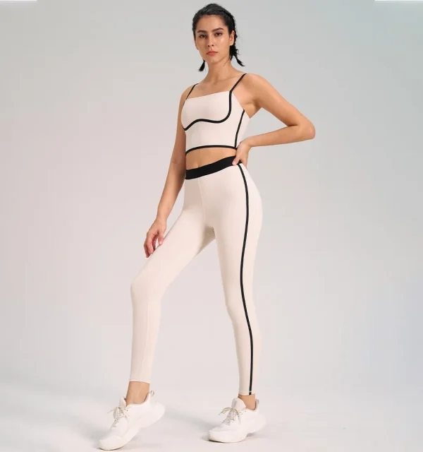 Women Yoga High Waist Sports Breathable 2-Pieces Sets Leggings