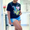 Women Fashion Casual Letter Printed Short-Sleeve T-Shirt