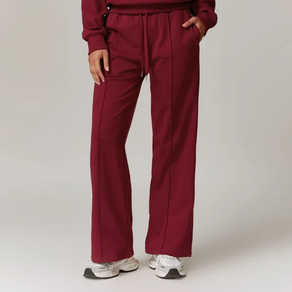 Women Fashion Casual Solid Color High Waist Loose Sports Pants