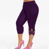 L-5XL Women Solid Color Hollow Plus Size Leggings