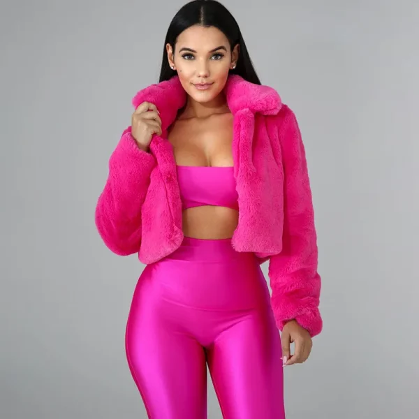 Women Bright Color Luxury Winter Warm Plush Winter Coat
